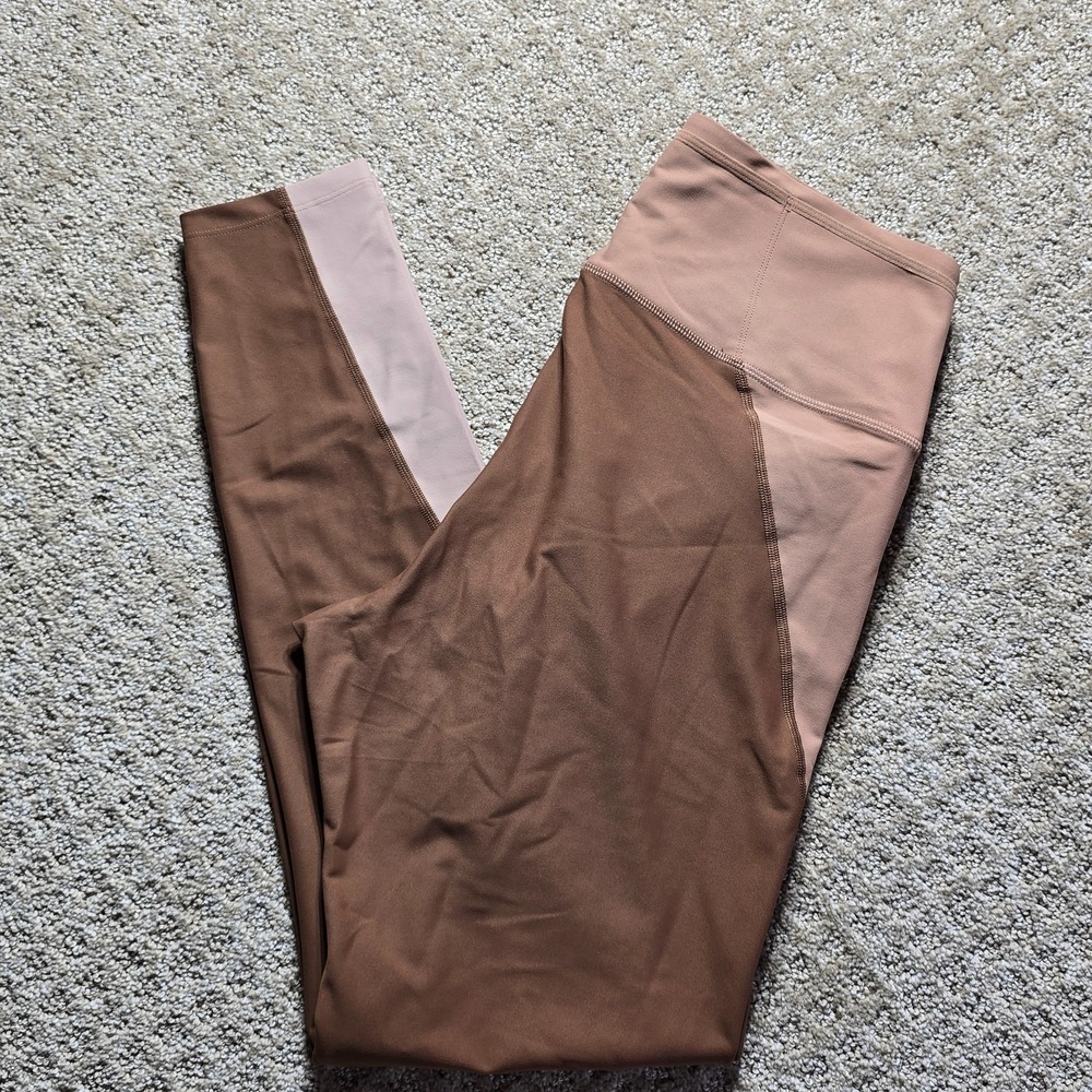 Old Navy Women's XL Tall PowerSoft High Rise Leggings Brown Colorblock Go-Dry